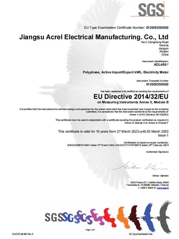 acrel adl400 polyphase active import export kwh electricity meter exhibit b version j