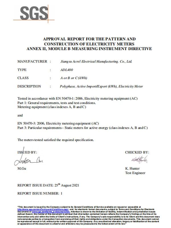 adl400 en50470 test report