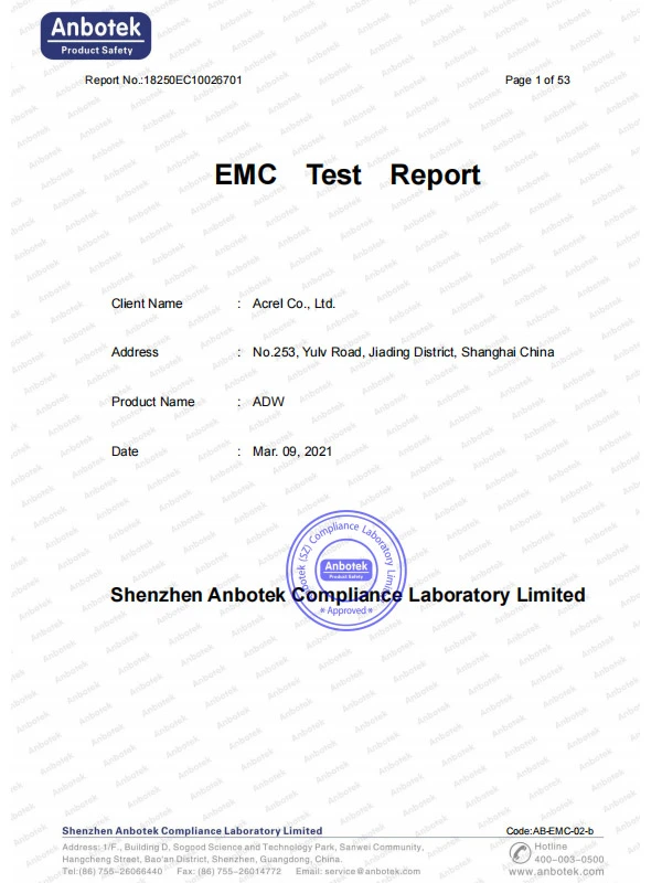 adw210 acrel adw ce emc report