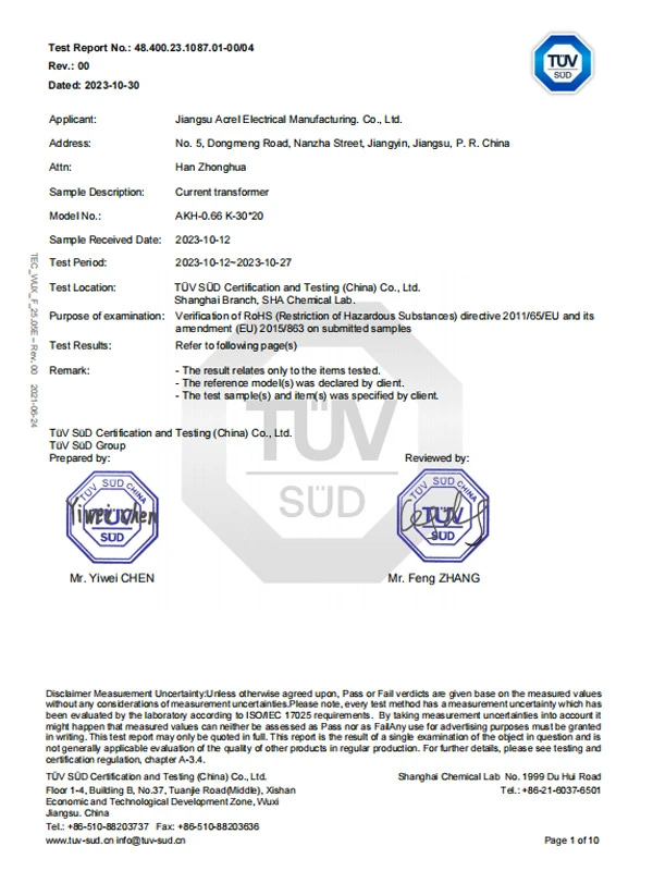 akh 0 66 k 30 20 current transformer rohs10 report