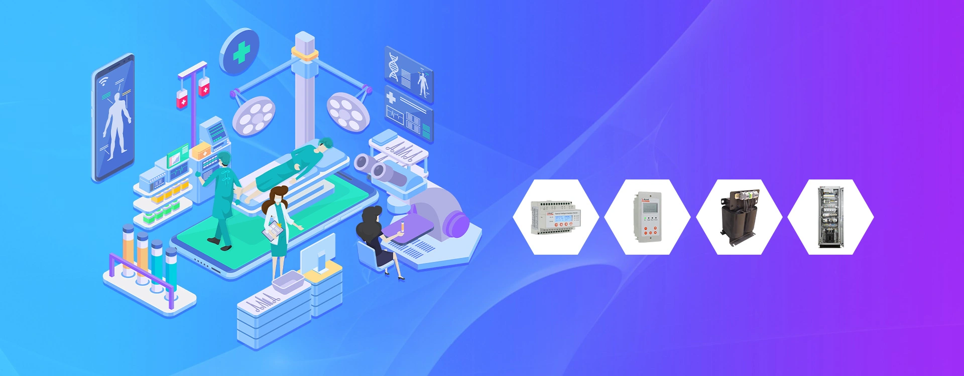 Fornecendo distribuição de energia segura, confiável e contínua para sala de cirurgia do hospital, UTI/CCU.